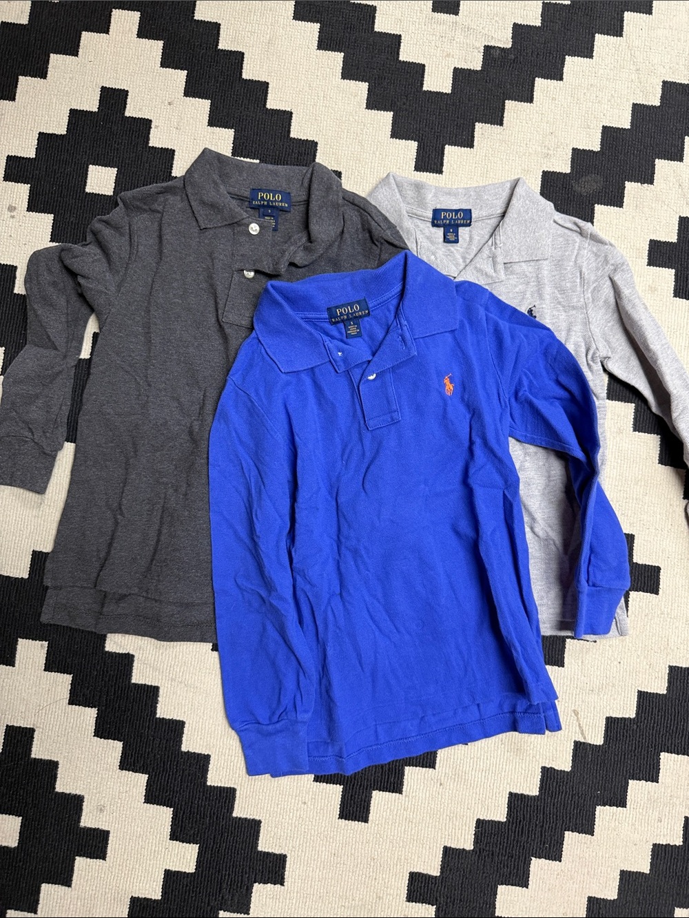 Polo by Ralph Lauren Boys' Long-Sleeve Polo Trio - Royal Blue, Gray, Charcoal